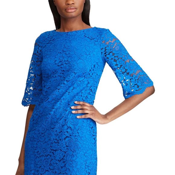 RALPH LAUREN Blue Lace Jillias Shift Dress 16 NEW - Picture 4 of 12